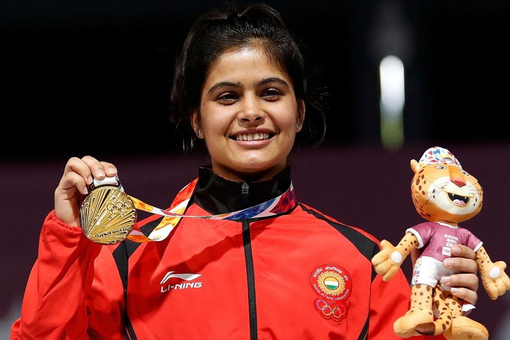 manu bhaker with full asian shooting championship indian squad