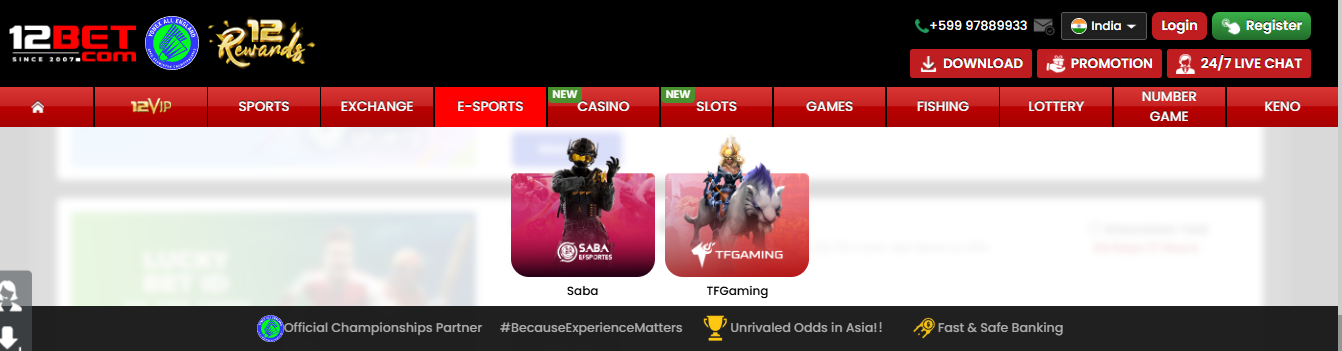 where is 12bet esports and sports
